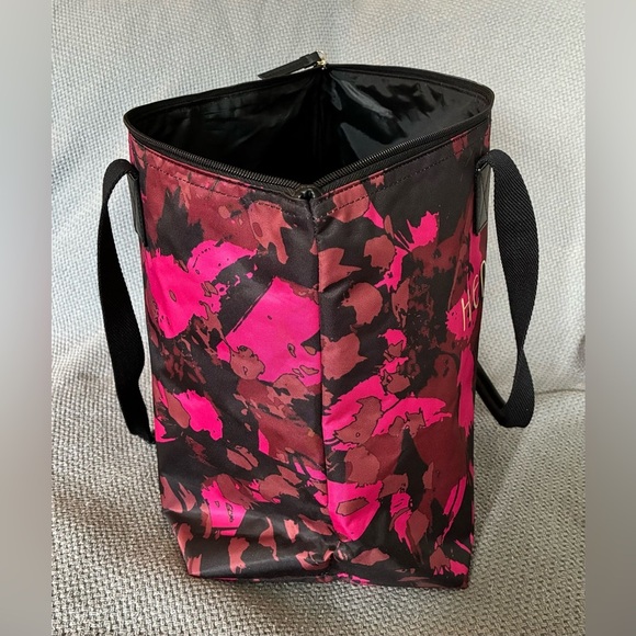 Henri Bendel New York Pink & Black Floral Pattern Nylon Tote w/Shoulder Straps - Picture 10 of 12